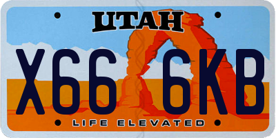 UT license plate X666KB