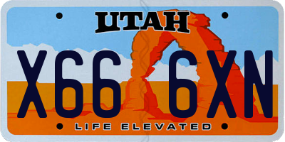 UT license plate X666XN