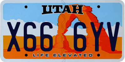 UT license plate X666YV