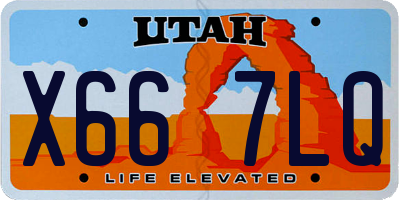 UT license plate X667LQ