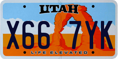 UT license plate X667YK