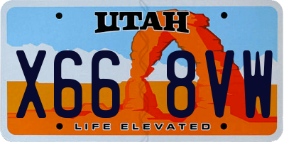 UT license plate X668VW