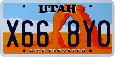 UT license plate X668YO