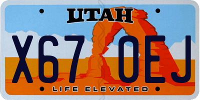 UT license plate X670EJ