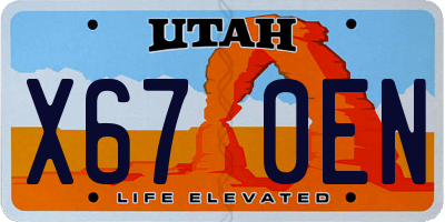 UT license plate X670EN