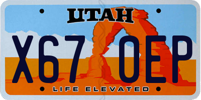 UT license plate X670EP