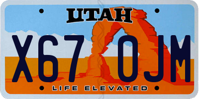 UT license plate X670JM