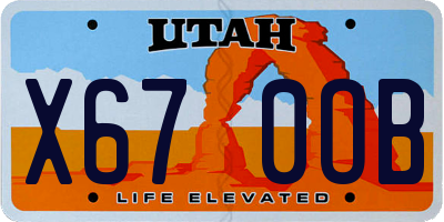 UT license plate X670OB