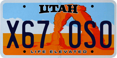 UT license plate X670SO
