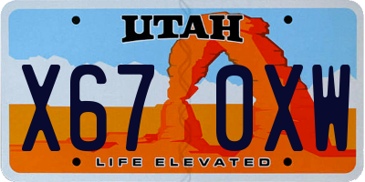 UT license plate X670XW