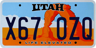 UT license plate X670ZQ