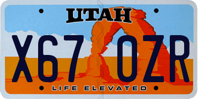 UT license plate X670ZR