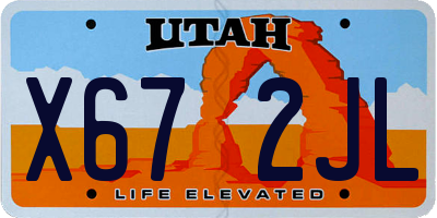 UT license plate X672JL