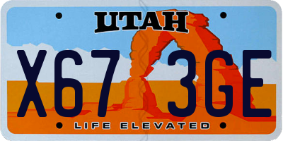 UT license plate X673GE