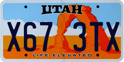 UT license plate X673TX
