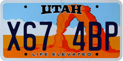 UT license plate X674BP