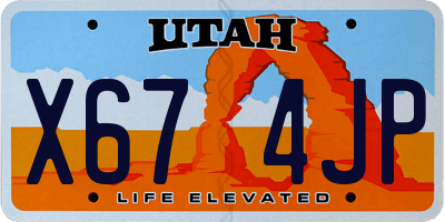 UT license plate X674JP