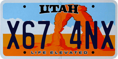 UT license plate X674NX
