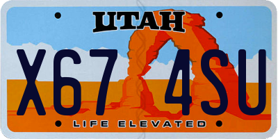 UT license plate X674SU