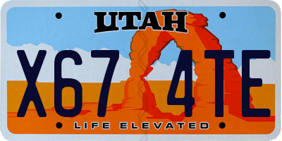 UT license plate X674TE