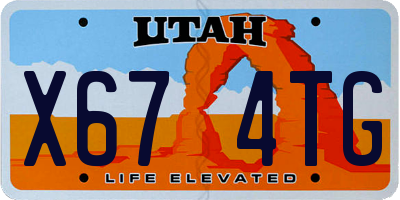UT license plate X674TG