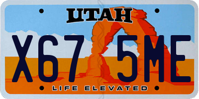 UT license plate X675ME