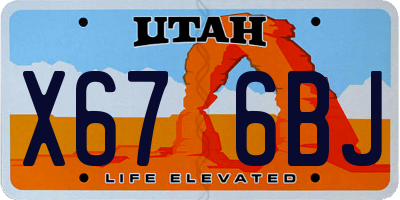 UT license plate X676BJ