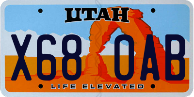 UT license plate X680AB
