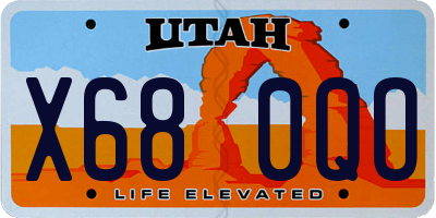 UT license plate X680QO