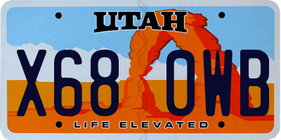 UT license plate X680WB