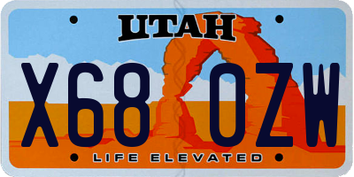 UT license plate X680ZW