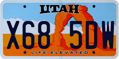 UT license plate X685DW