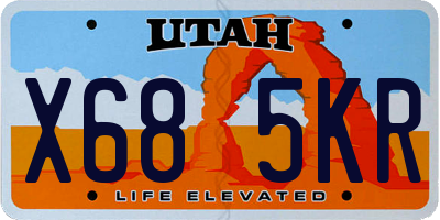 UT license plate X685KR