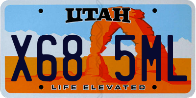 UT license plate X685ML