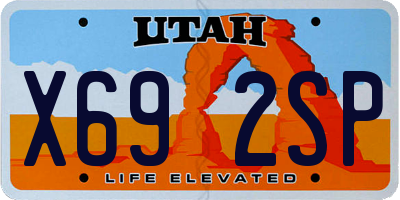 UT license plate X692SP