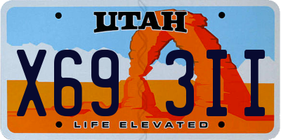 UT license plate X693II