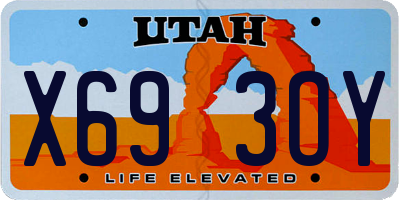 UT license plate X693OY