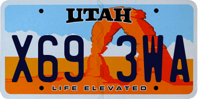 UT license plate X693WA