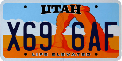 UT license plate X696AF