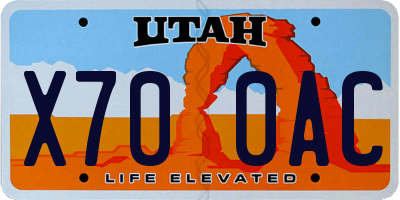 UT license plate X700AC