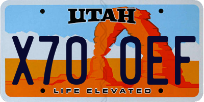 UT license plate X700EF