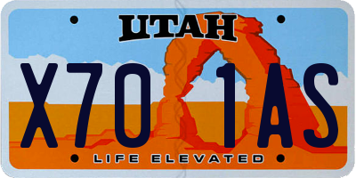 UT license plate X701AS