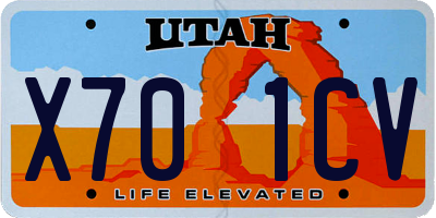 UT license plate X701CV