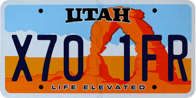 UT license plate X701FR