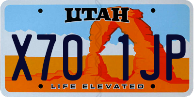 UT license plate X701JP