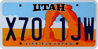 UT license plate X701JW