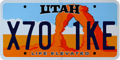 UT license plate X701KE