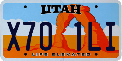 UT license plate X701LI