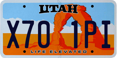 UT license plate X701PI