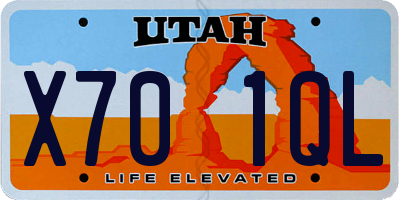 UT license plate X701QL